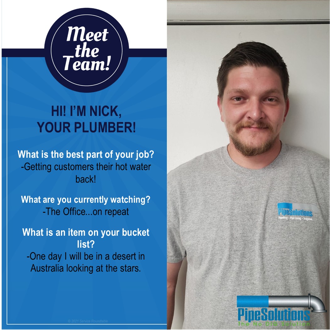 Nick Scanlon -plumbing technician at pipe solutions